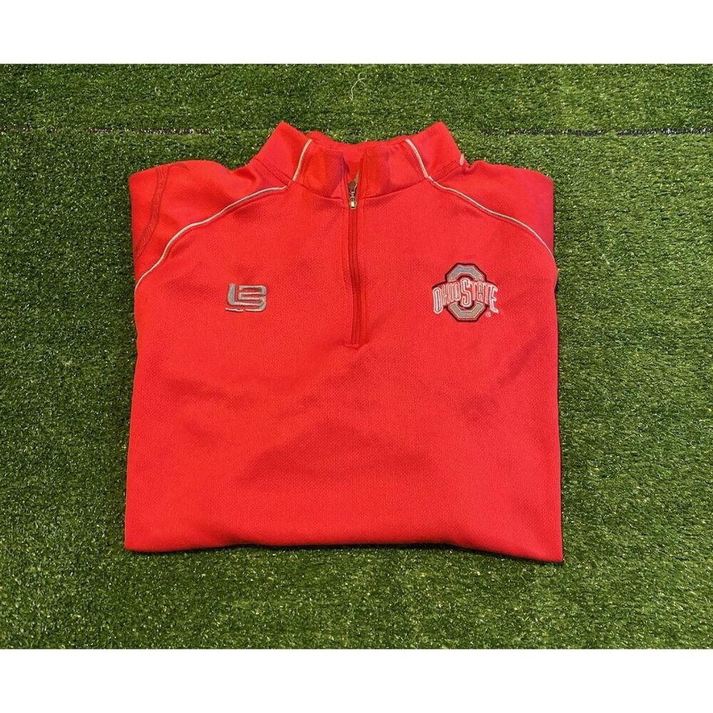 Ohio State Buckeyes 1/4 zip mens large red nike lebron Y2k short sleeve H